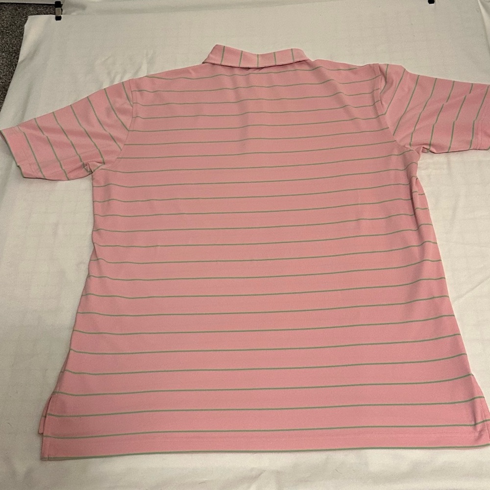 Peter Millar Summer Comfort Men’s Large Pink and Green Polo Shirt - Picture 2 of 5